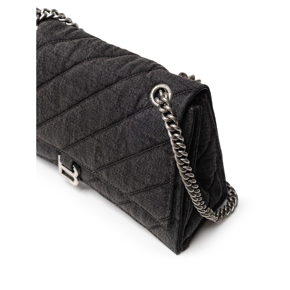 Balenciaga Siyah kumaş ve deri omuz çantası